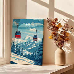 Ski Print Åre Sweden featuring ski gondolas and mountain scenery in a cozy room.