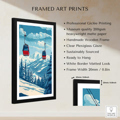 Ski Print Åre Sweden framed art print featuring a stunning landscape of Swedish mountains and ski lifts.