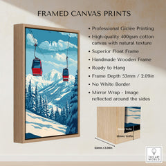Ski Print Åre Sweden framed canvas print featuring stunning mountains and ski lifts.