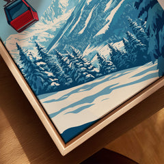 Ski Print Åre Sweden showcasing snowy mountains and a ski lift cabin.