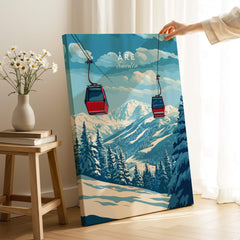 Ski Print Åre Sweden featuring a stunning mountain landscape with cable cars in a cozy setting.
