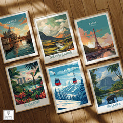 Ski Print Åre Sweden and other travel-themed art prints displayed in a bright, stylish layout.