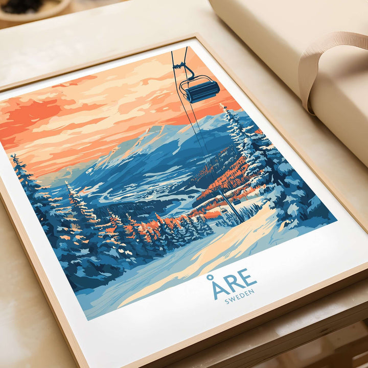 Åre Sweden wall art ski poster featuring vibrant colors