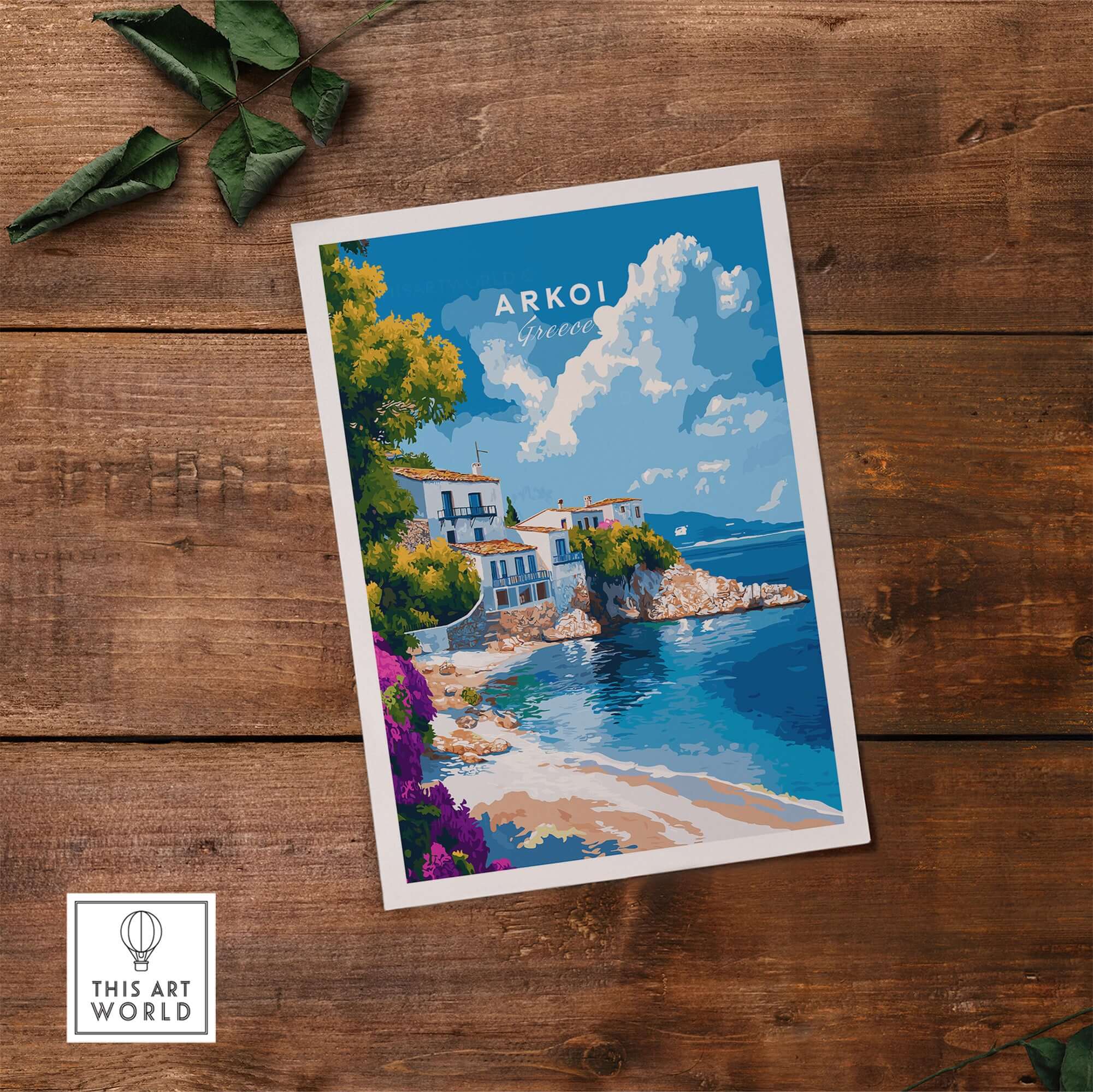 Arkoi Greece Wall Art showcasing a scenic view of the island with vibrant colors and Mediterranean charm.