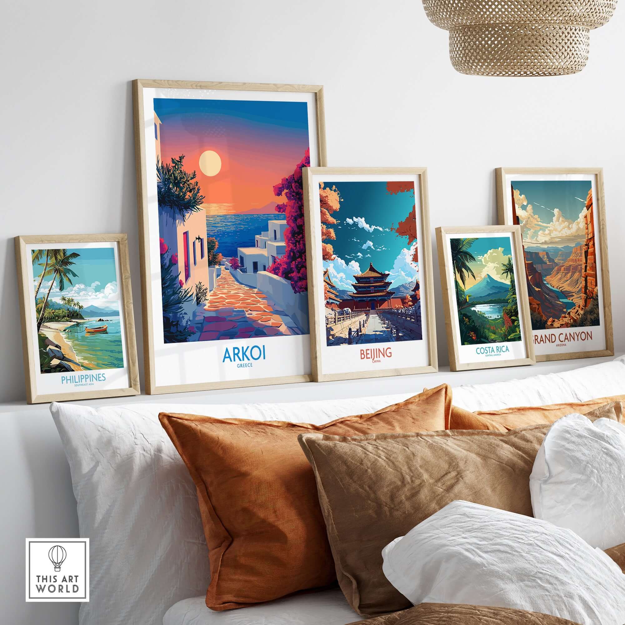 Arkoi Poster Greece showcasing a vibrant sunset, ideal for adding warmth to any space.