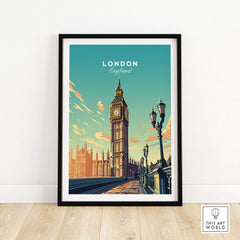 London poster featuring Big Ben with vibrant colors, perfect for home decor and housewarming gifts.
