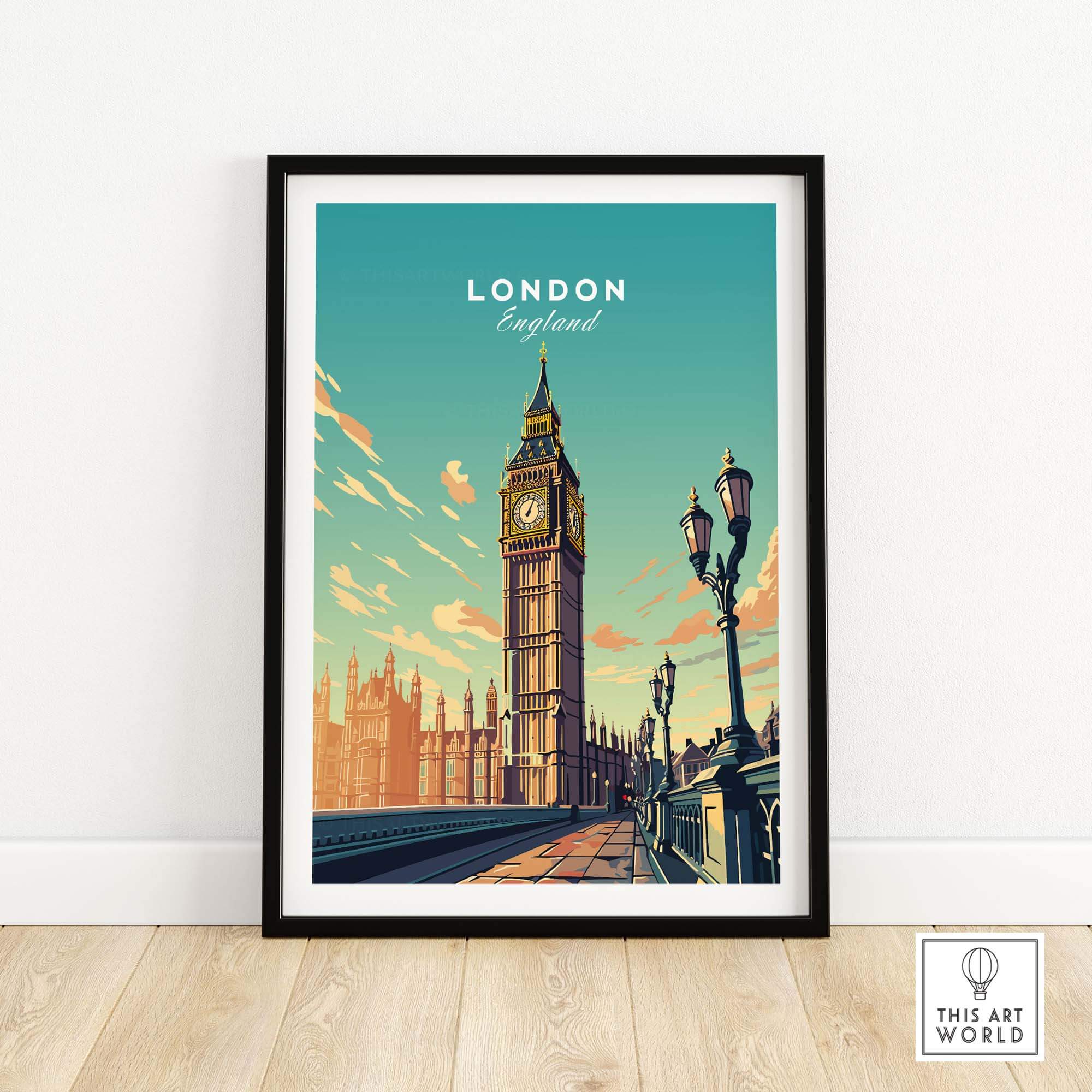 London poster featuring Big Ben with vibrant colors, perfect for home decor and housewarming gifts.