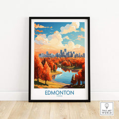 Edmonton Wall Art Print showing the Edmonton Skyline in Autumn - Exclusive to ThisArtWorld
