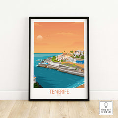 Tenerife Wall Art Print showcasing coastal scenery and sunset in the Canary Islands, ideal for home decor.