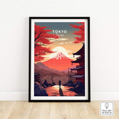 Tokyo wall art print featuring Mount Fuji at sunset, perfect for home decor and a unique gift.