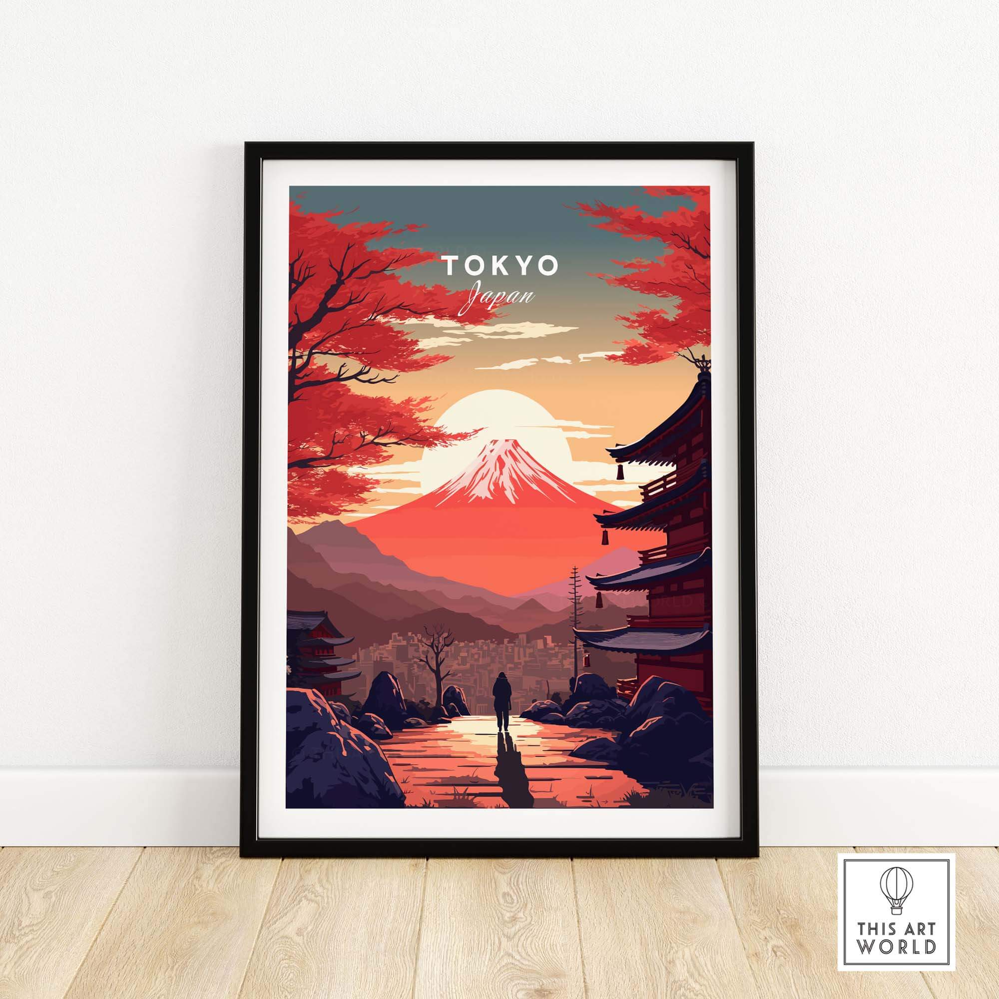 Tokyo wall art print featuring Mount Fuji at sunset, perfect for home decor and a unique gift.