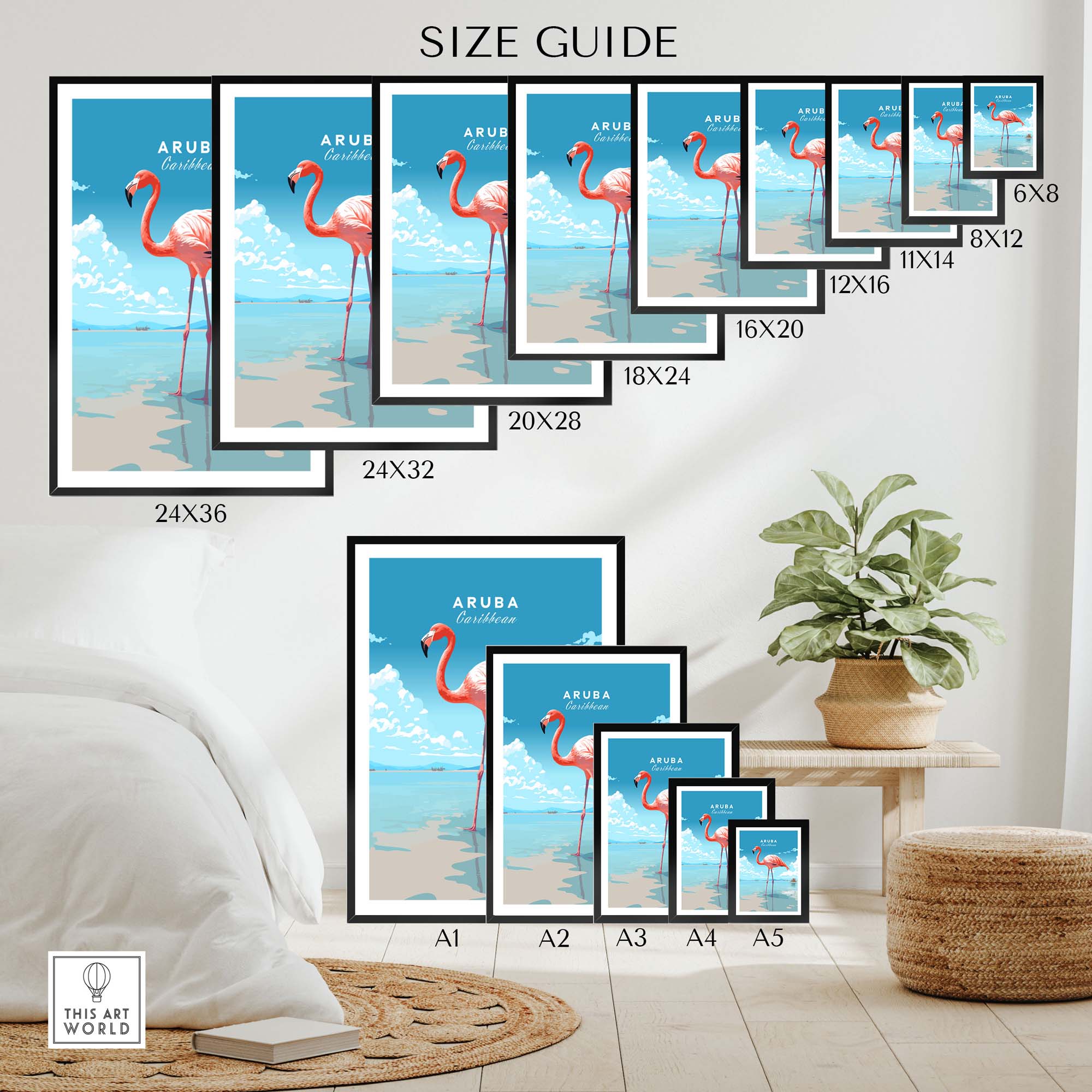 Aruba Flamingo Beach Poster