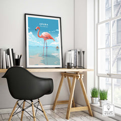 Aruba Flamingo Beach Poster