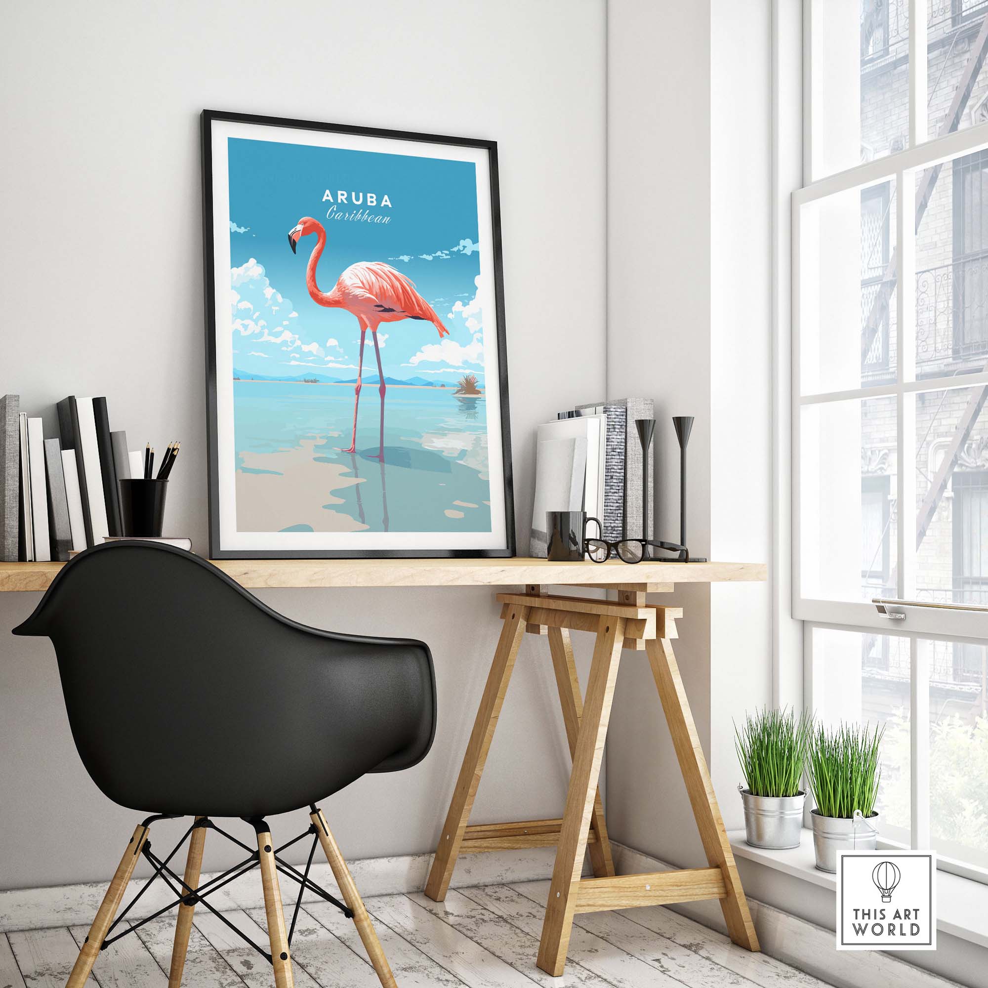 Aruba Flamingo Beach Poster