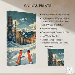 Aspen Travel Poster - Colorado featuring breathtaking imagery of Aspen trees and mountains, perfect for decor.