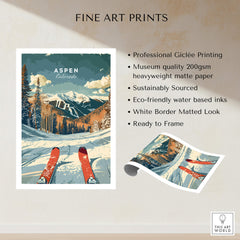 Aspen Travel Poster - Colorado showcasing iconic Aspen trees and mountains, perfect for home decor and travel enthusiasts.
