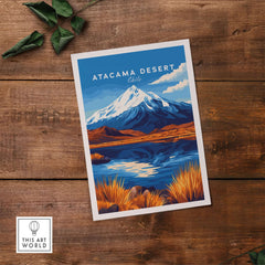 Atacama Desert Chile Travel Print featuring vibrant colors and stunning details of the Chilean landscape.