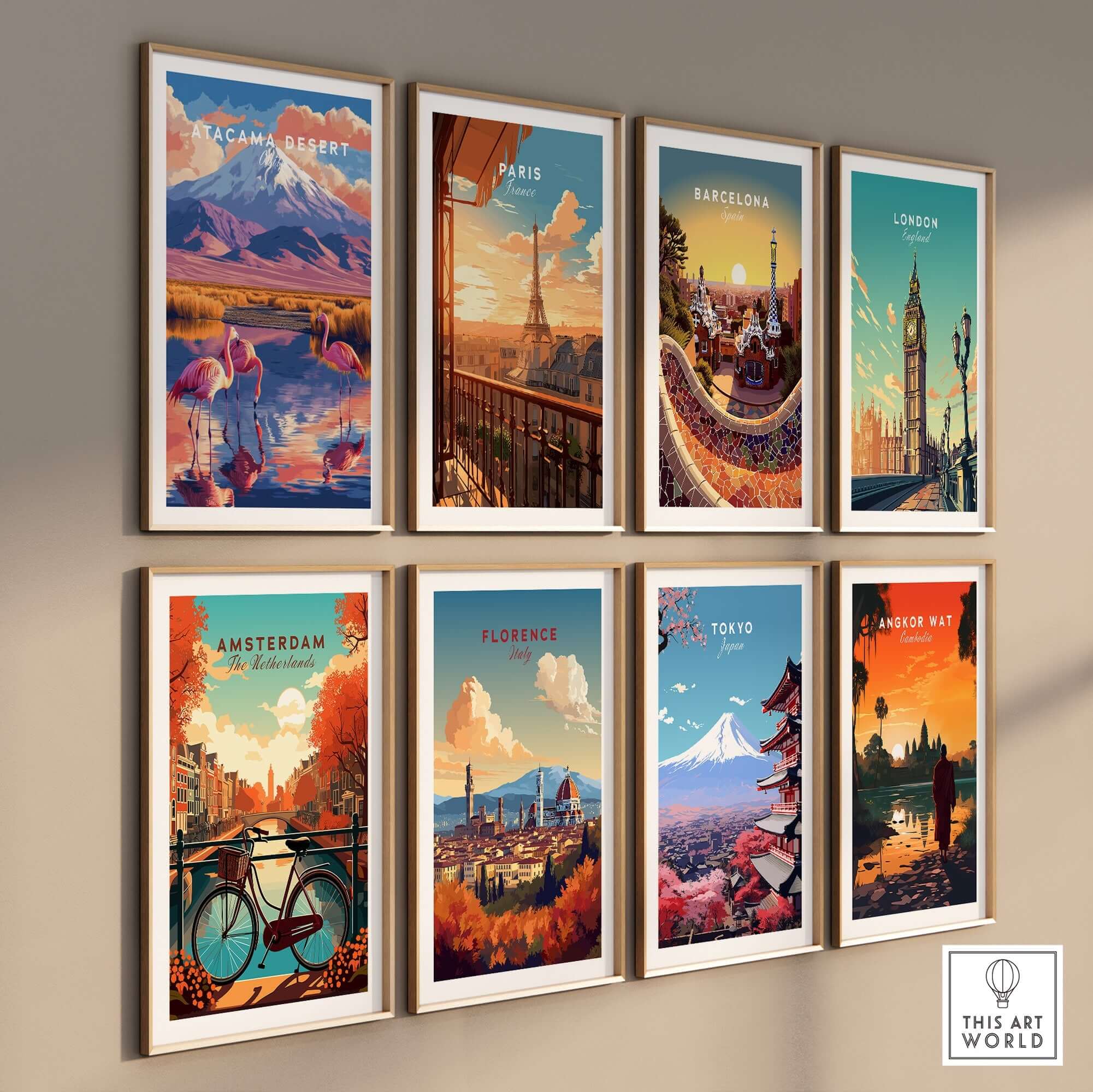 Atacama Desert Print and other city prints displayed in a stylish gallery wall arrangement.