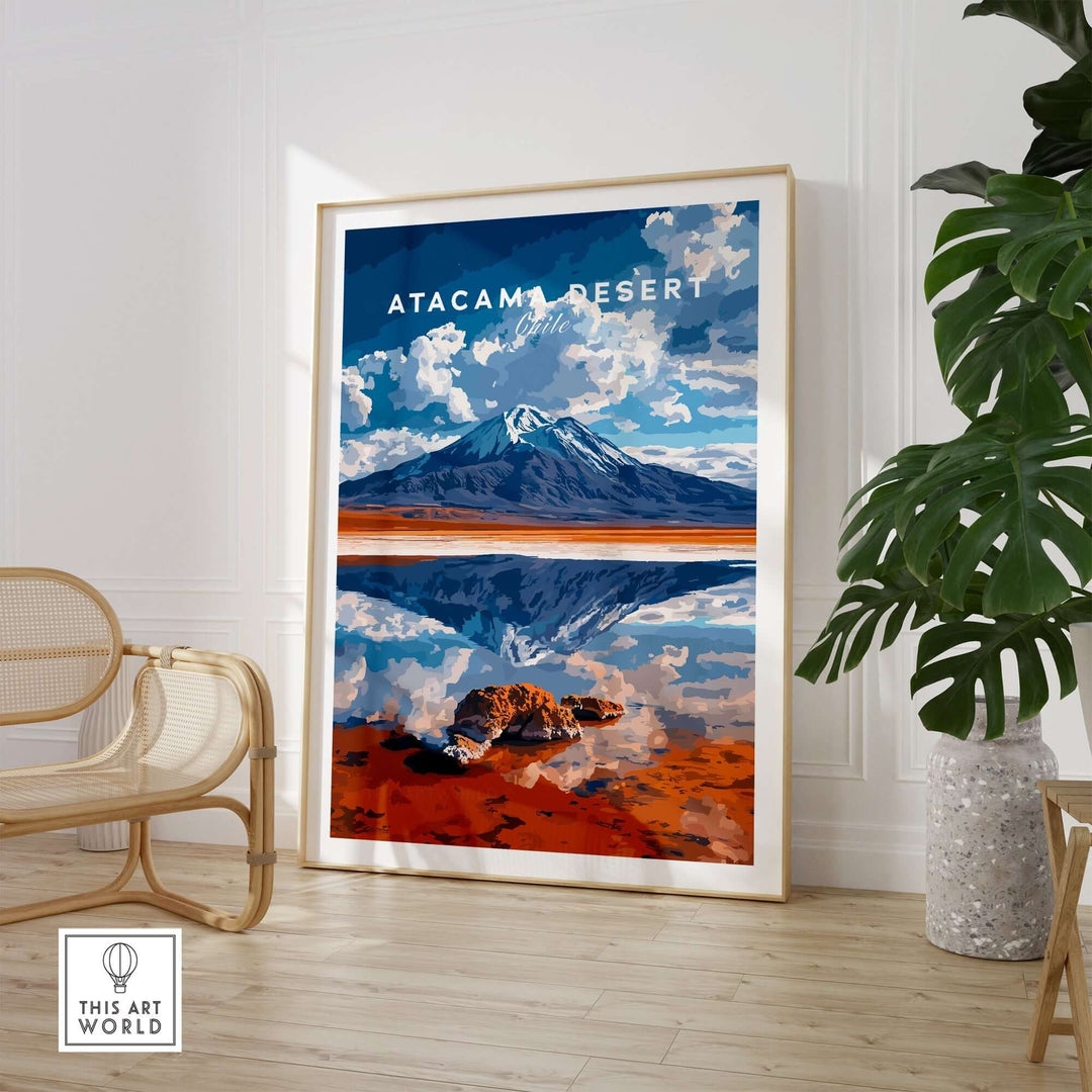 Atacama Desert wall art featuring a stunning landscape and vibrant reflections, perfect for home decor inspiration.