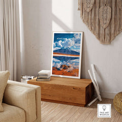 Atacama Desert Wall Art showcasing a stunning desert landscape in a cozy interior setting.