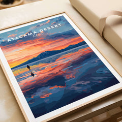 Atacama Desert Wall Art Poster at Sunset featuring vibrant colors and stunning landscape details.