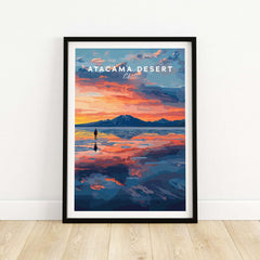 Atacama Desert Wall Art Poster at Sunset featuring vibrant colors and a serene landscape.