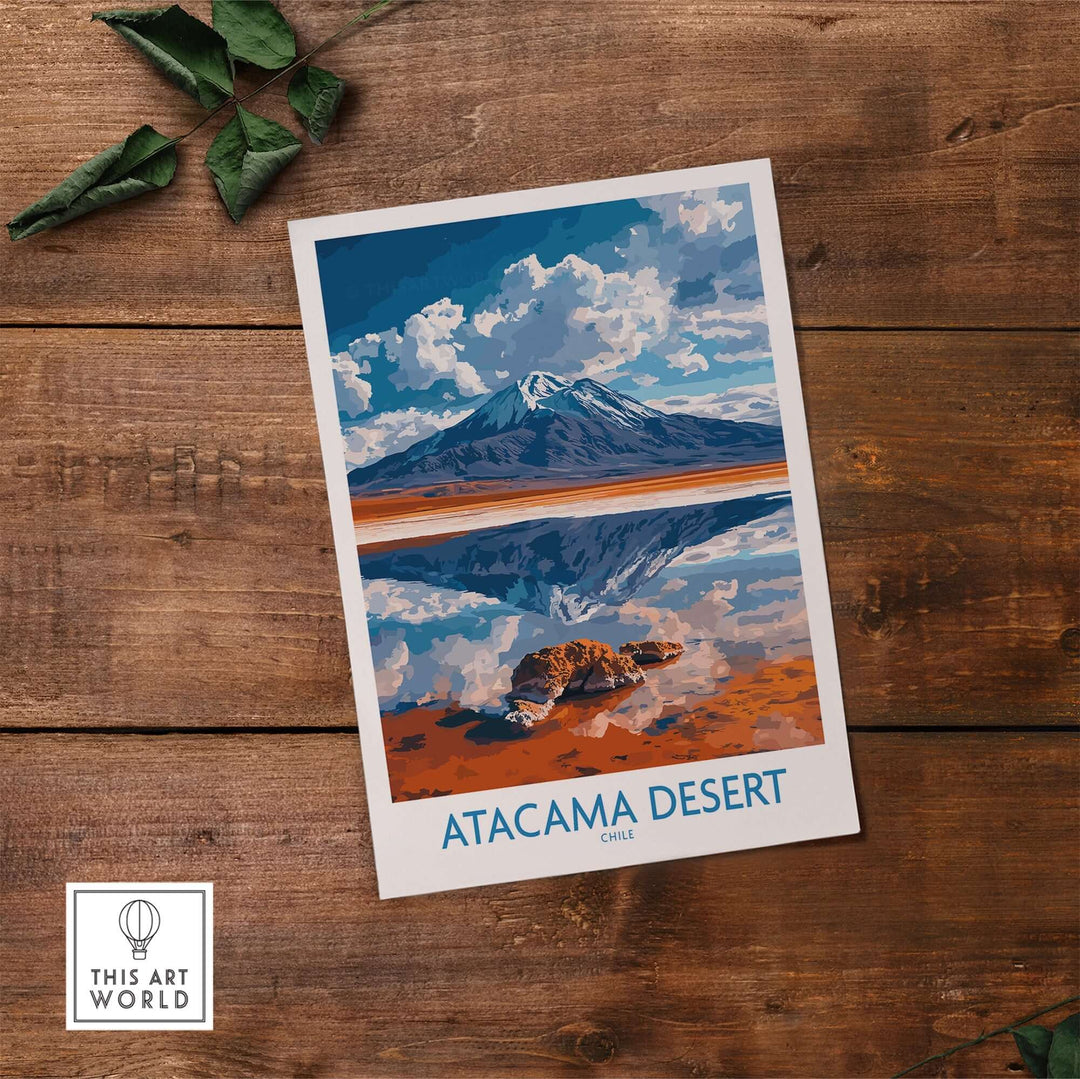 Atacama Desert wall art print featuring vibrant colors and landscape, perfect for modern home decor.