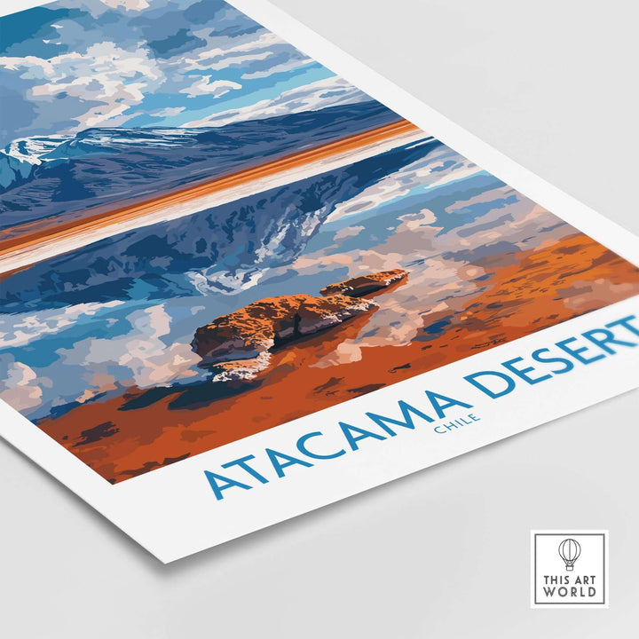 Modern Atacama Desert wall art print featuring vibrant colors and stunning natural landscapes in Chile.