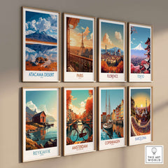 Atacama Desert Wall Art Print - Modern showcased among other travel-themed prints on a stylish gallery wall.