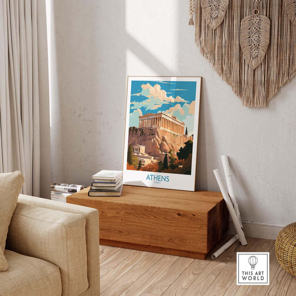 Modern Athens wall art featuring the Acropolis, enhancing home decor and inspiring exploration.