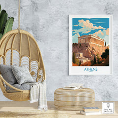 Modern Athens wall art featuring the iconic Acropolis, perfect for enhancing your home decor.