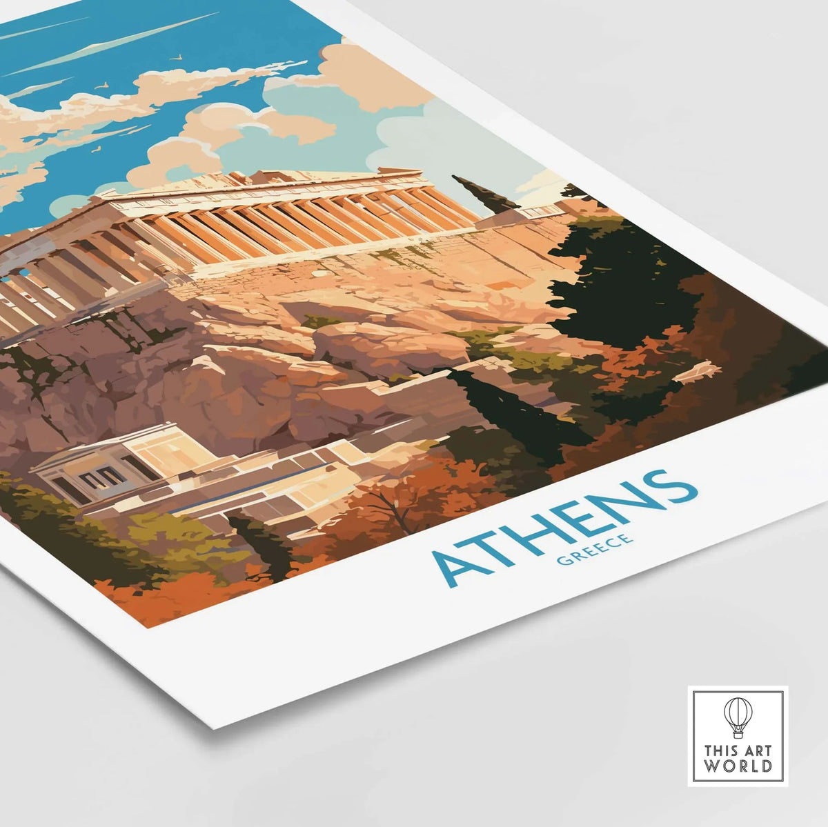 Modern Athens wall art featuring the iconic Acropolis, perfect for home decor and art collection.
