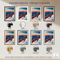 Attitash Ski Wall Art framed prints in various colours including black, white, natural, brown, gold, silver, dark grey, light grey.