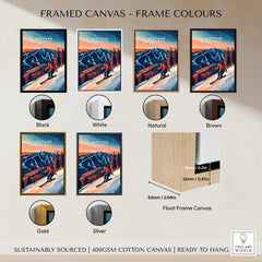 Attitash Ski Wall Art framed canvas options in various colors including black, white, gold, and silver.