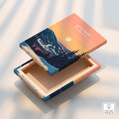 Attitash Print New Hampshire decorative box showcasing scenic mountain artwork.