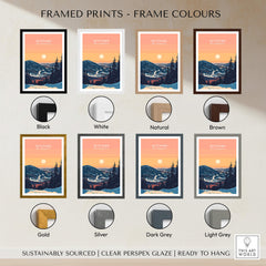 Attitash Print New Hampshire framed print options in various colors including black, white, natural, and brown.
