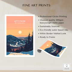 Attitash Print New Hampshire featuring a stunning ski scene with mountains and sunset, perfect for outdoor lovers.