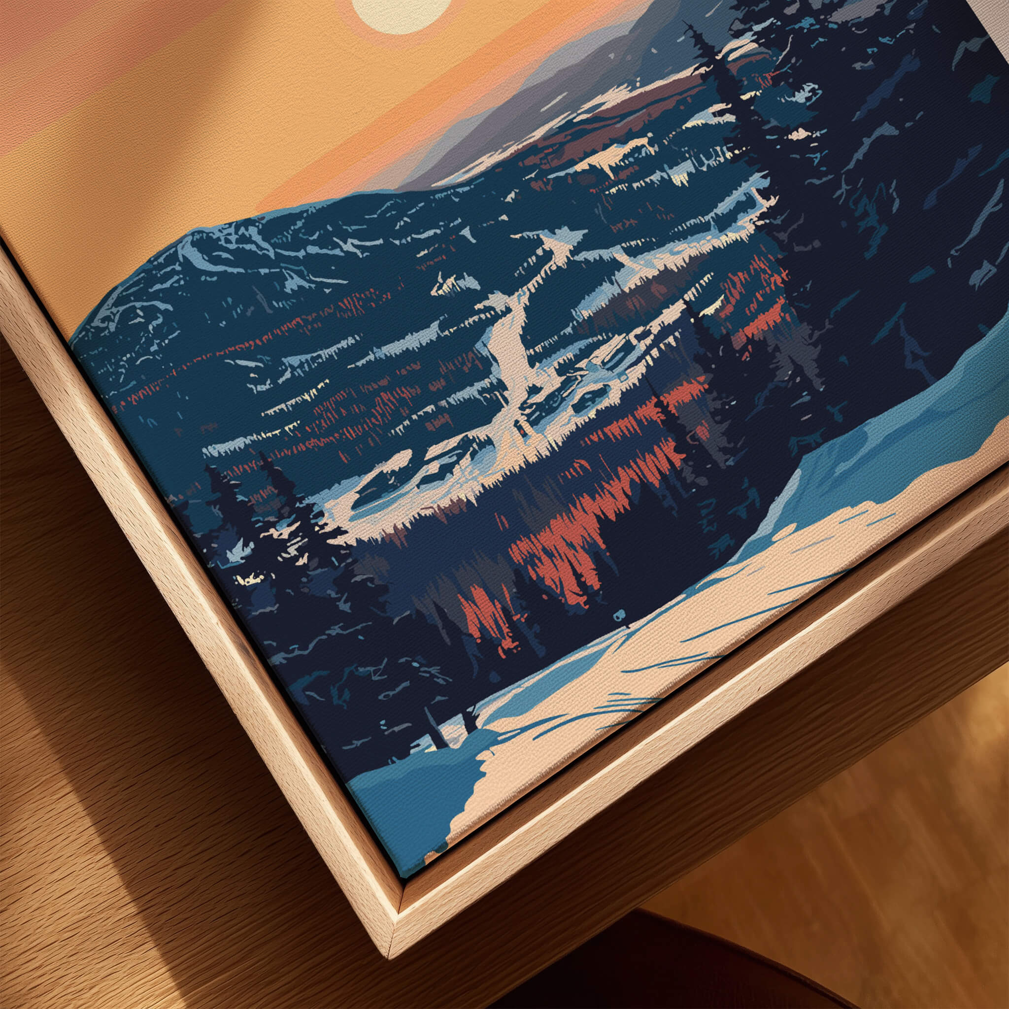 Attitash Print New Hampshire featuring vibrant mountain scenery and snowy slopes.