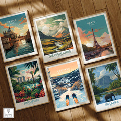 Attitash Ski Wall Art Poster displayed among other travel-themed art prints