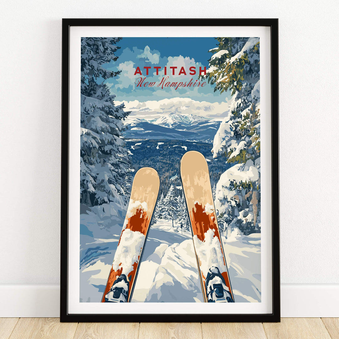 Ski Print Attitash New Hampshire showcasing stunning slopes and winter scenery.