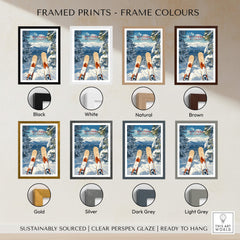 Ski Print Attitash New Hampshire framed print options showing various colors like black, white, natural, and more