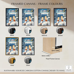 Framed canvas options for Ski Print Attitash New Hampshire in various colors and styles.