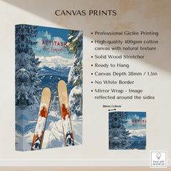 Ski Print Attitash New Hampshire canvas print showcasing winter skiing scenery.