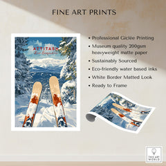 Ski Print Attitash New Hampshire showcasing professional Giclée printing and stunning snowy landscape.