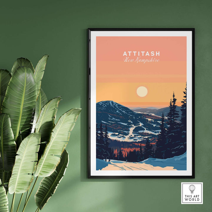 Attitash Print featuring a scenic landscape of New Hampshire's mountains and ski slopes, perfect for outdoor lovers.