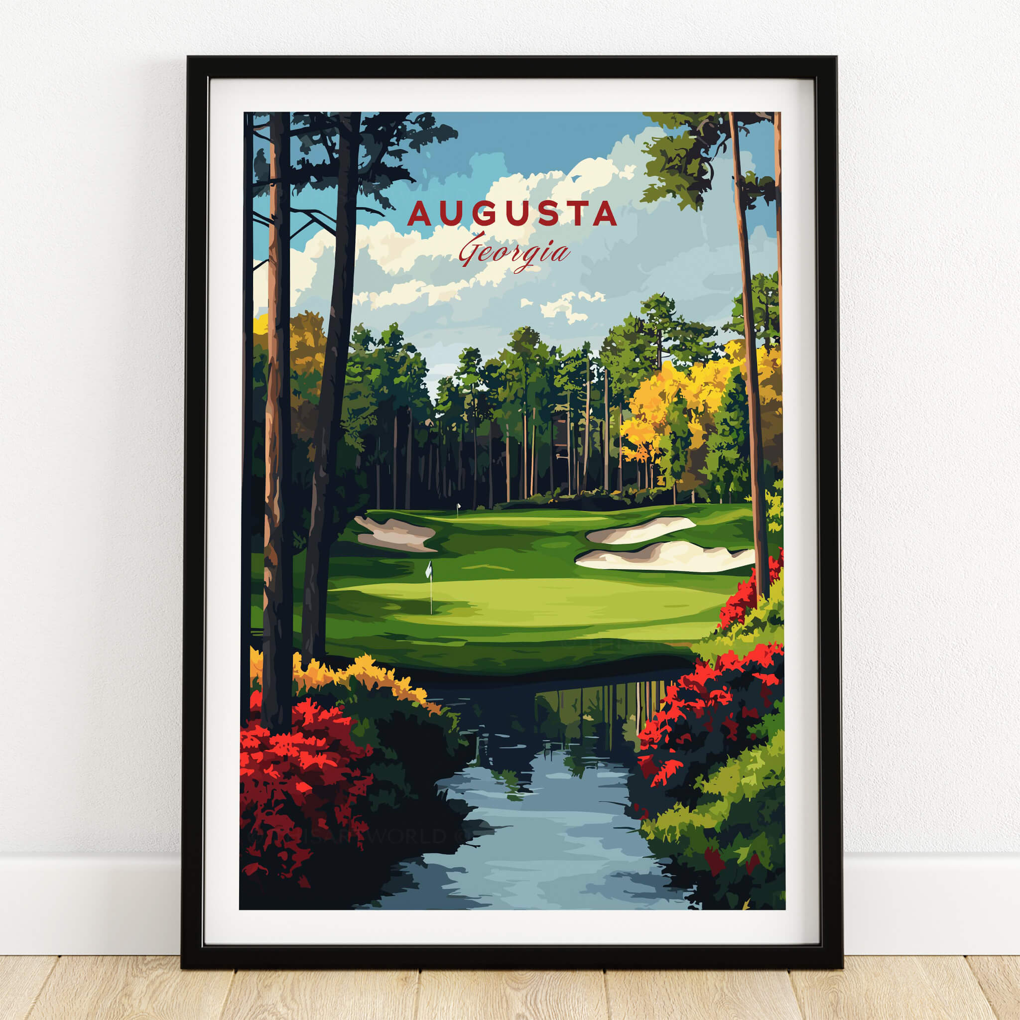 Augusta Georgia Golf Course Art Print - Iconic Golf Links Wall Decor featuring a lush golf landscape.