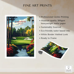 Augusta Georgia Golf Course Art Print - Iconic Golf Links Wall Decor featuring vibrant golf landscape design.