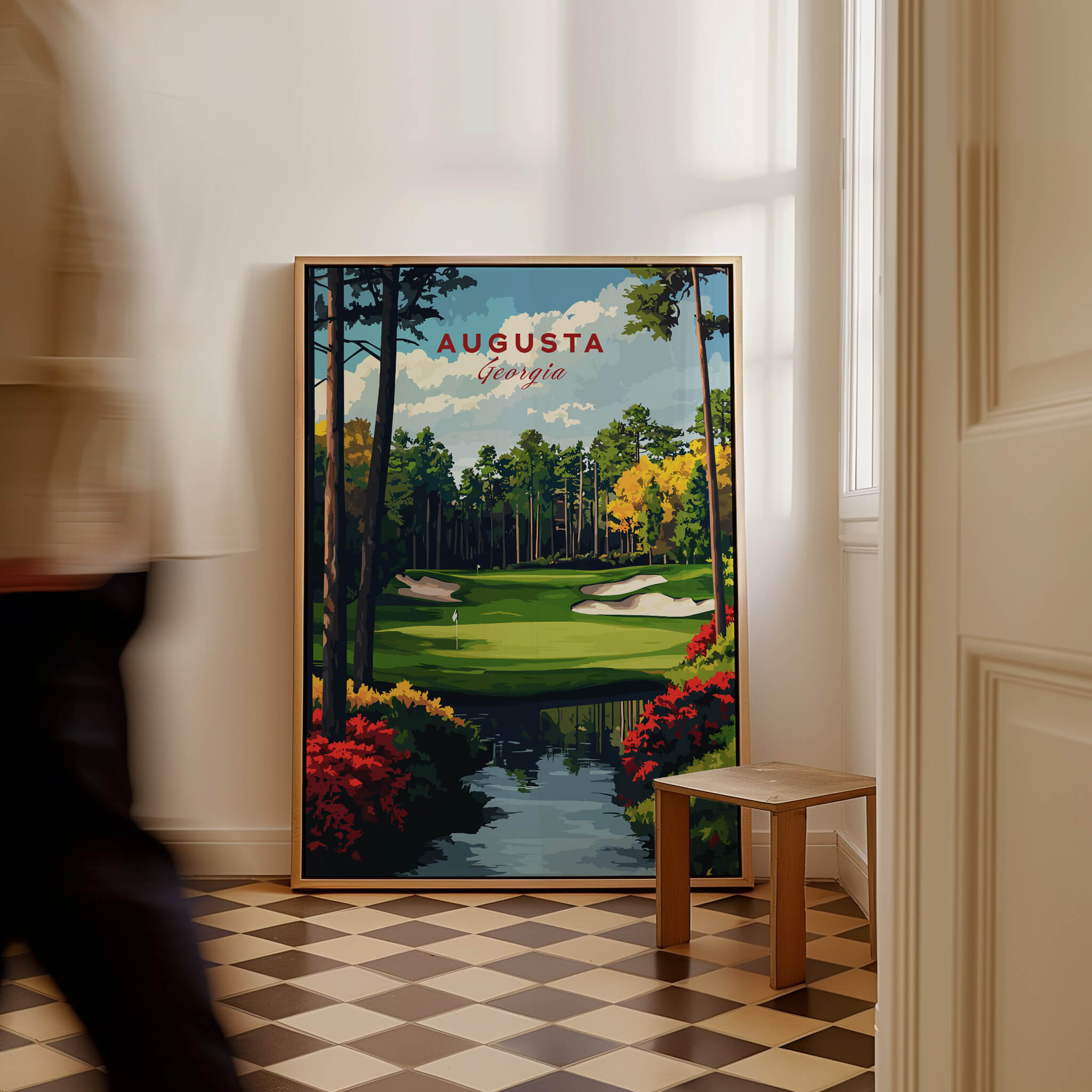 Augusta Georgia Golf Course Art Print - Iconic Golf Links Wall Decor showcasing lush fairways and vibrant surroundings.
