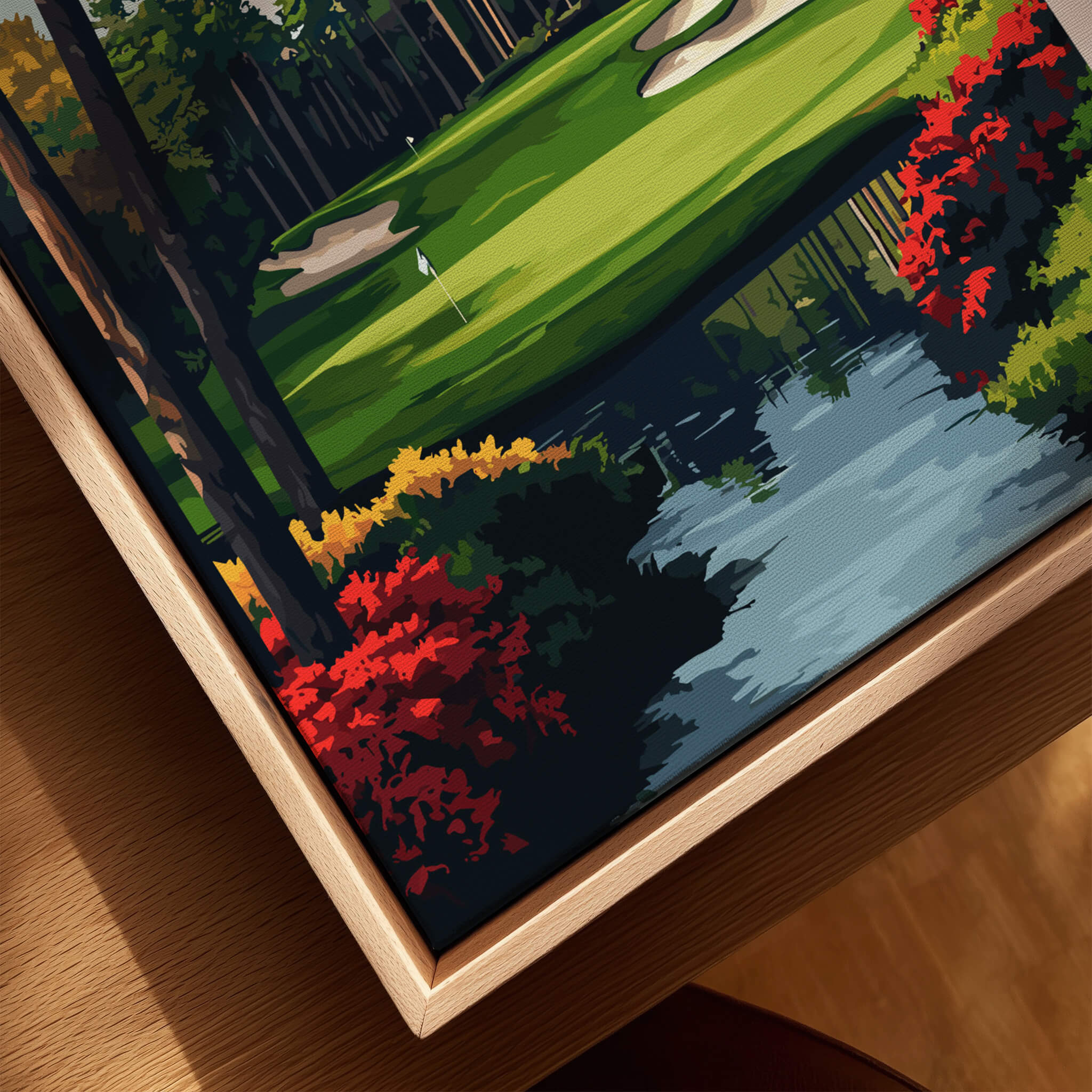 Augusta Georgia Golf Course Art Print - Iconic Golf Links Wall Decor featuring vibrant fairways and colorful landscaping.