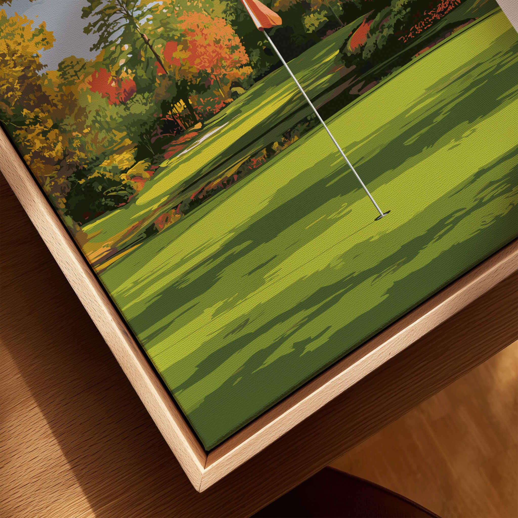 Augusta Golf Print - Georgia Golf Course Wall Art showcasing lush green fairways and a flag.